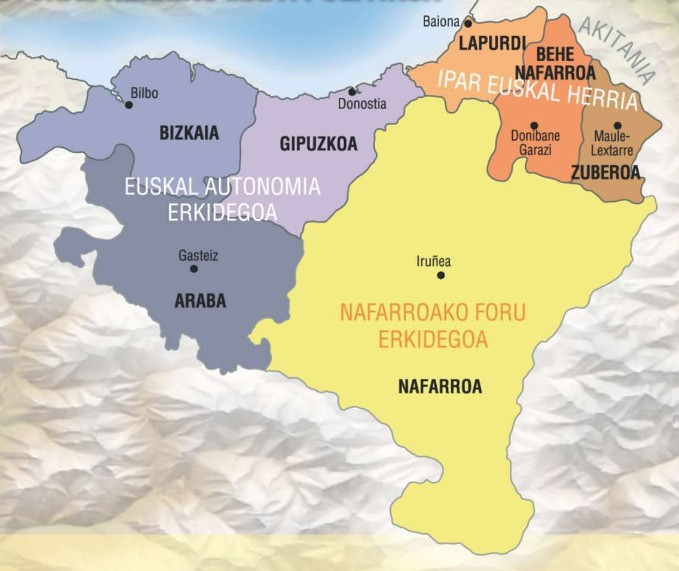 Mapa n.° 1. Territorios vascos situados a ambos lados de la frontera